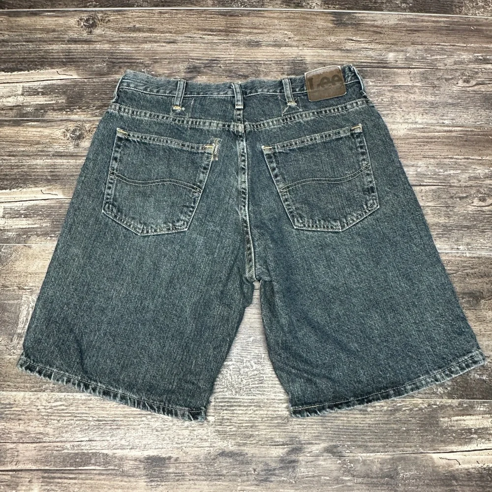 Lee Denim Shorts Mens 34 Blue Relaxed Fit Y2K Faded Workwear GUC
